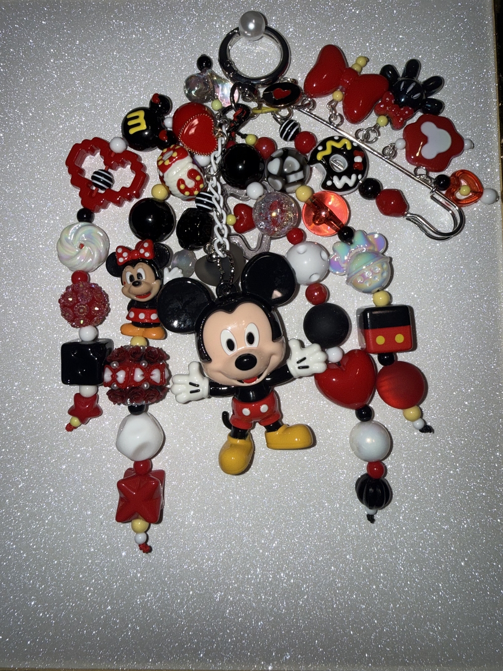 Handmade Mickey Mouse  Chunky Bag Charm- Red, Black, Yellow